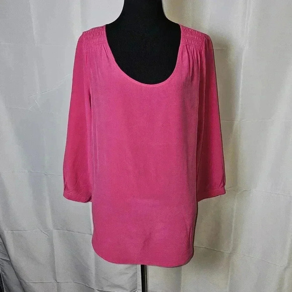 Max Studio 100% Silk Long Sleeve Pink Tunic Sz M - Picture 2 of 10